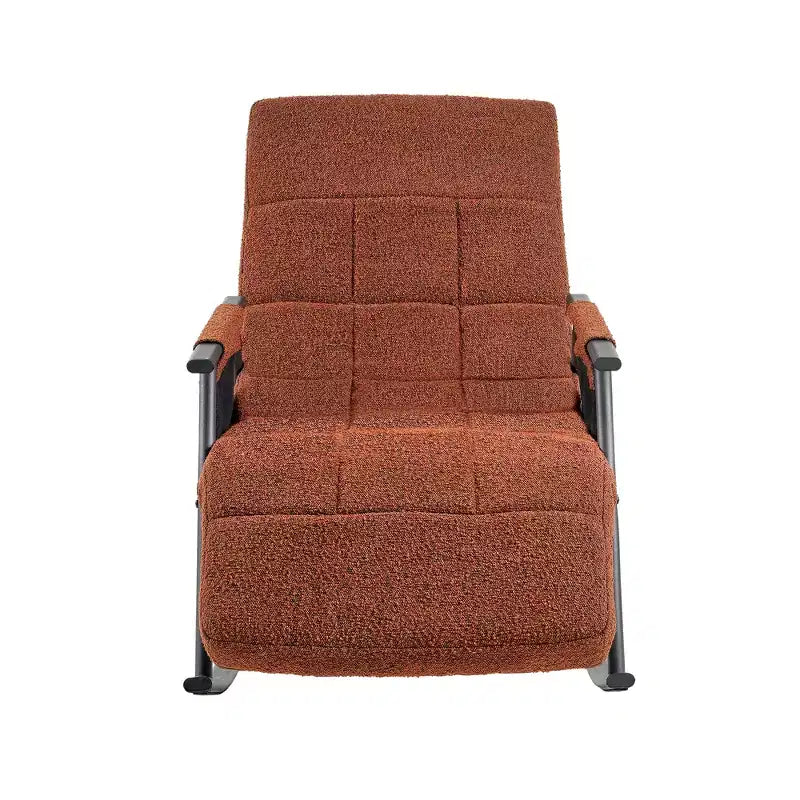VECELO Upholstered Teddy Fabric Rocking Chair, Modern Reclining Glider Rocker Recliner with Adjustable Headrest, Removable Side Pockets