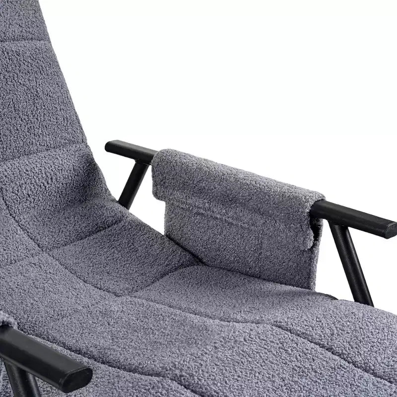 VECELO Upholstered Teddy Fabric Rocking Chair, Modern Reclining Glider Rocker Recliner with Adjustable Headrest, Removable Side Pockets