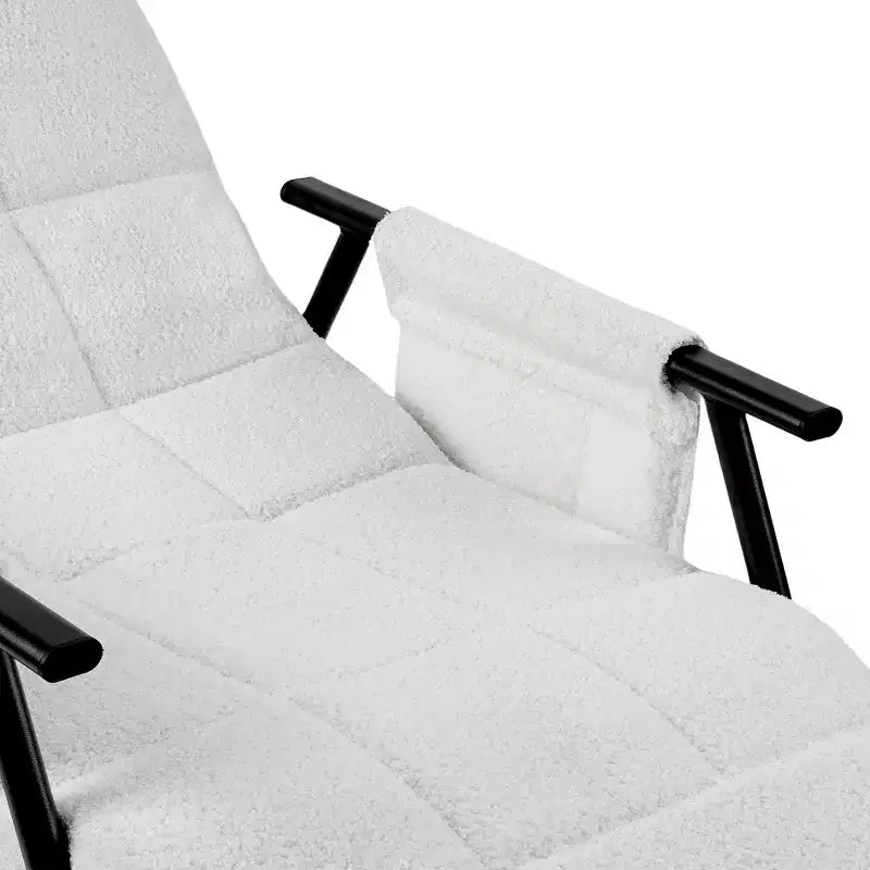 VECELO Upholstered Teddy Fabric Rocking Chair, Modern Reclining Glider Rocker Recliner with Adjustable Headrest, Removable Side Pockets