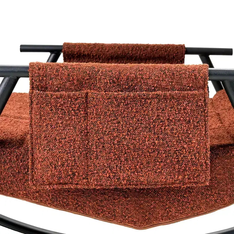 VECELO Upholstered Teddy Fabric Rocking Chair, Modern Reclining Glider Rocker Recliner with Adjustable Headrest, Removable Side Pockets