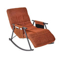 VECELO Upholstered Teddy Fabric Rocking Chair, Modern Reclining Glider Rocker Recliner with Adjustable Headrest, Removable Side Pockets