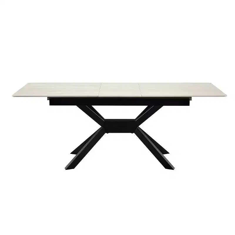 63-79 Modern Extendable Dining Table with Sintered Stone Tabletop, Rectangular Kitchen Table for Dining Room or Breakfast Area-Panipeachy