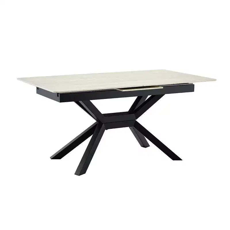 63-79 Modern Extendable Dining Table with Sintered Stone Tabletop, Rectangular Kitchen Table for Dining Room or Breakfast Area-Panipeachy