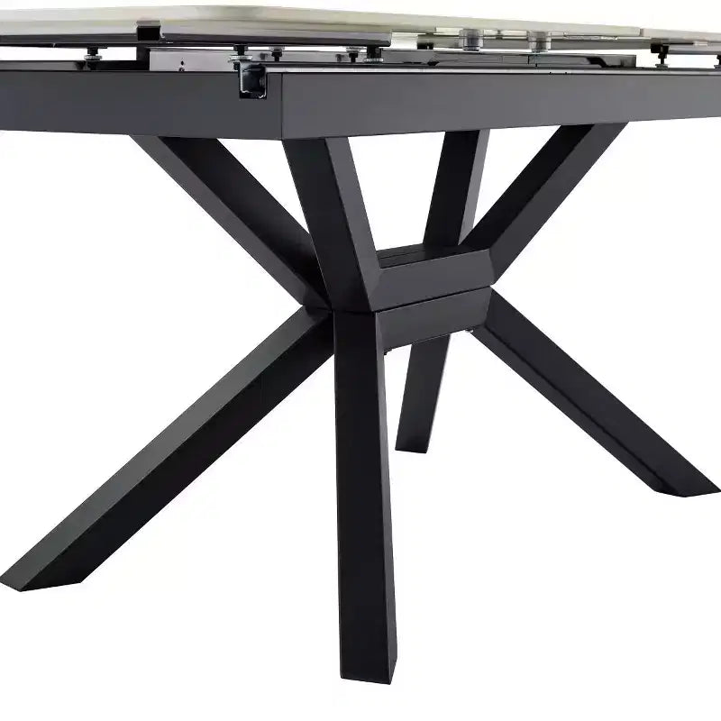 63-79 Modern Extendable Dining Table with Sintered Stone Tabletop, Rectangular Kitchen Table for Dining Room or Breakfast Area-Panipeachy