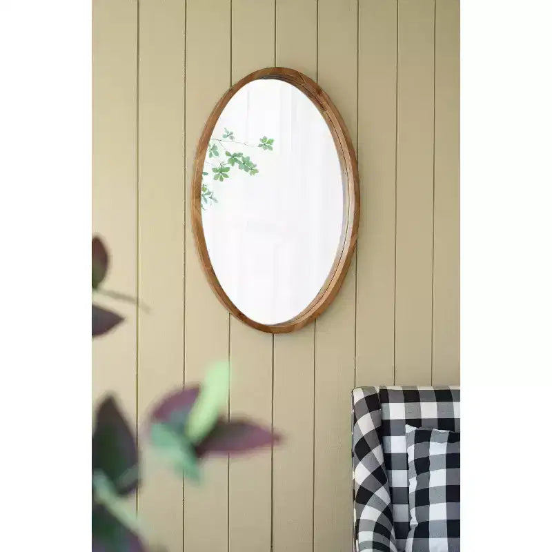 24 x 36 Inch Oval Wall Mirror with Wood Frame