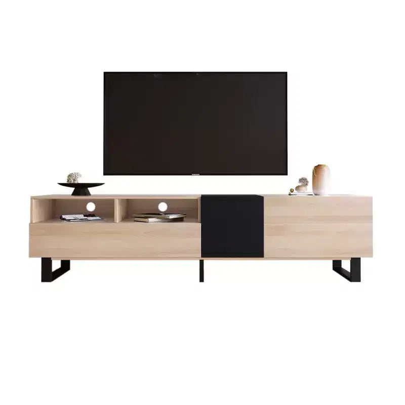 PexFix Modern TV Stand with Double Storage Space Media Console Table Entertainment Center with Drop Down Door for Living Room/Bedroom