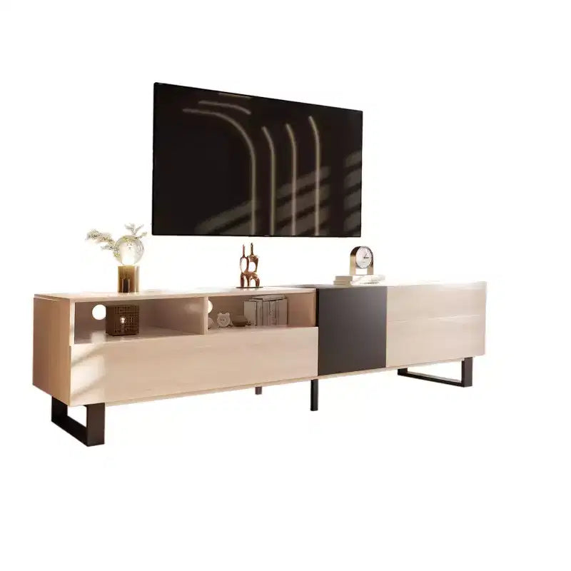 PexFix Modern TV Stand with Double Storage Space Media Console Table Entertainment Center with Drop Down Door for Living Room/Bedroom
