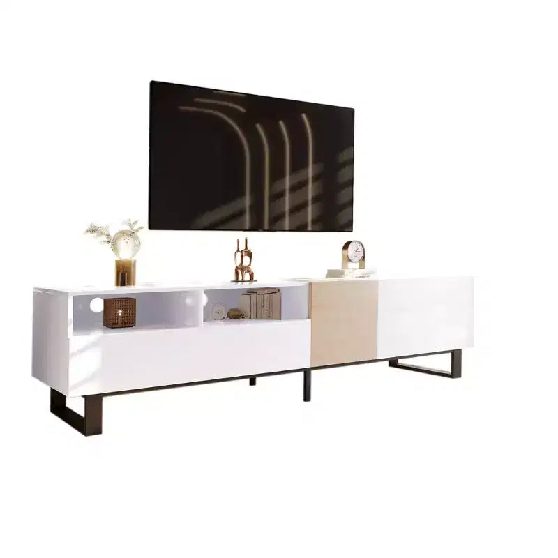 PexFix Modern TV Stand with Double Storage Space Media Console Table Entertainment Center with Drop Down Door for Living Room/Bedroom