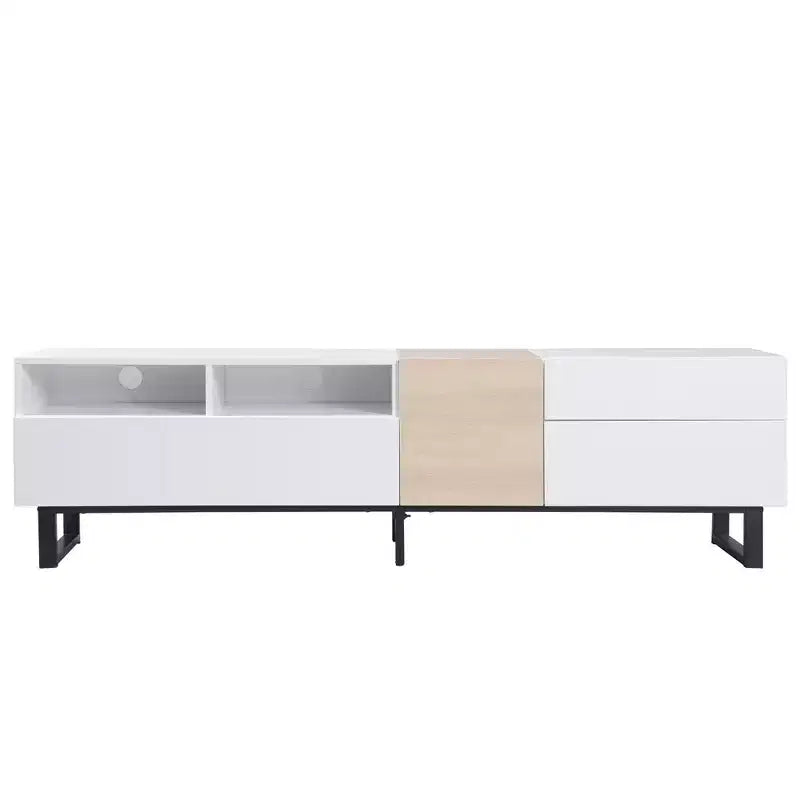 PexFix Modern TV Stand with Double Storage Space Media Console Table Entertainment Center with Drop Down Door for Living Room/Bedroom