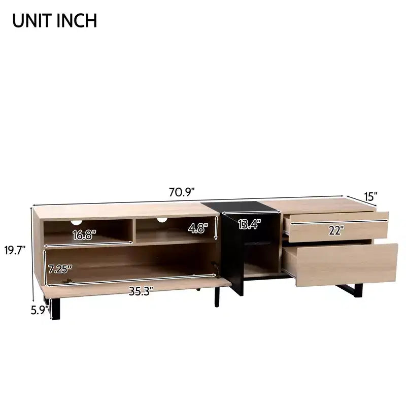 PexFix Modern TV Stand with Double Storage Space Media Console Table Entertainment Center with Drop Down Door for Living Room/Bedroom