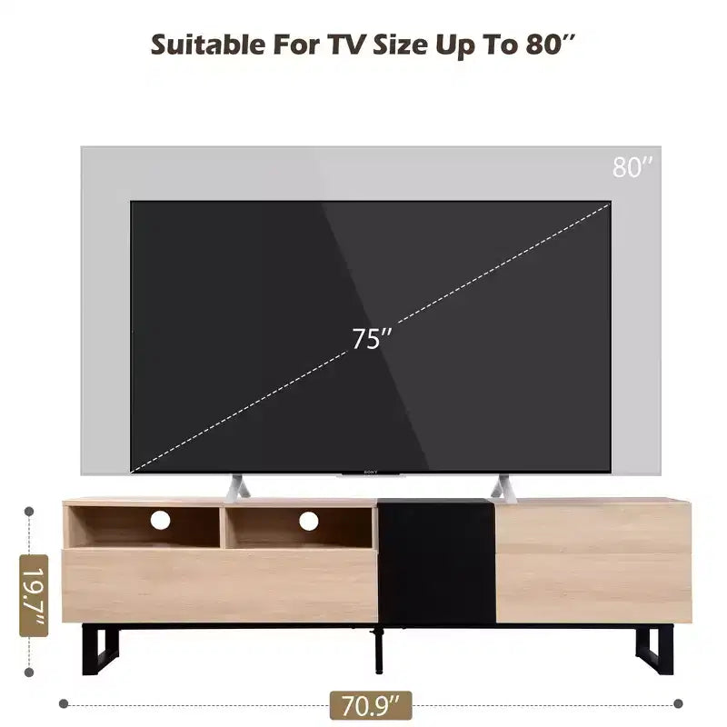 PexFix Modern TV Stand with Double Storage Space Media Console Table Entertainment Center with Drop Down Door for Living Room/Bedroom