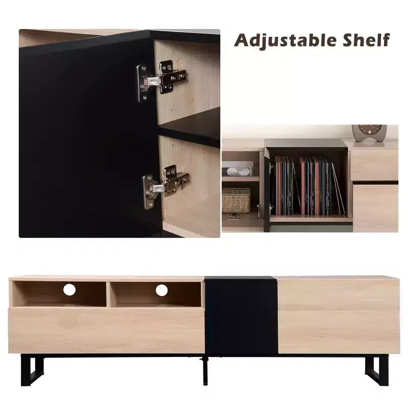 PexFix Modern TV Stand with Double Storage Space Media Console Table Entertainment Center with Drop Down Door for Living Room/Bedroom