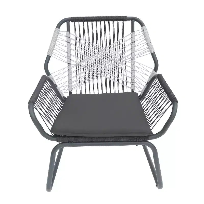 Two-Piece Outdoor Lounge Chair Set, Patio Chairs, Made of Woven Rope, Steel Frame Structure, with Waterproof Seat Cushion