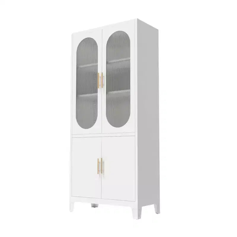 71 Metal Storage Cabinet, Kitchen Pantry Cabinet with Glass Doors, Garage Organizer with Adjustable Shelves, Versatile Bookcase for Living Room