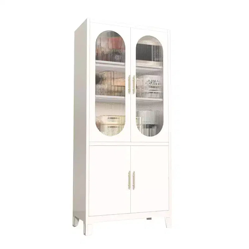 71 Metal Storage Cabinet, Kitchen Pantry Cabinet with Glass Doors, Garage Organizer with Adjustable Shelves, Versatile Bookcase for Living Room