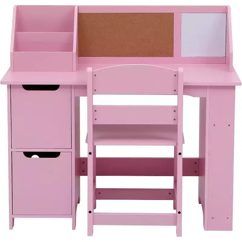Pink Office Chair Set with Bookshelf, Notice Board and Cabinets Ideal for Boys and Girls 3 to 8 Years