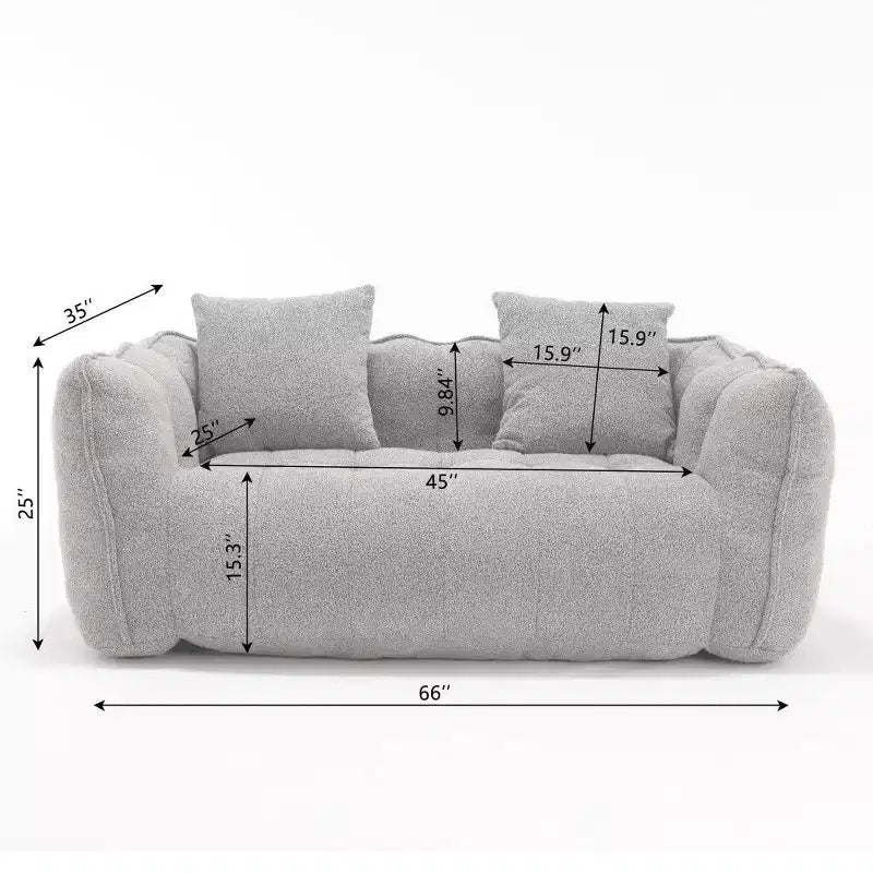 Okak 2-Person Bean Bag Chair,66 Inch Oversized Chenille Lounger Beanbag Chair Sofa,Comfy Couch for Living Room Bedroom
