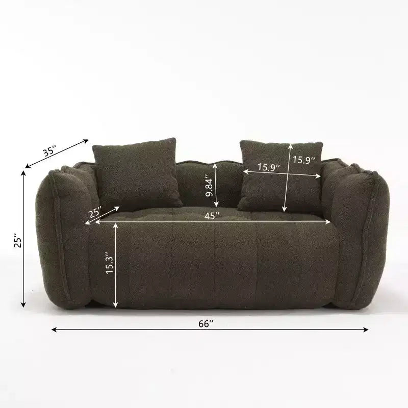 Okak 2-Person Bean Bag Chair,66 Inch Oversized Chenille Lounger Beanbag Chair Sofa,Comfy Couch for Living Room Bedroom