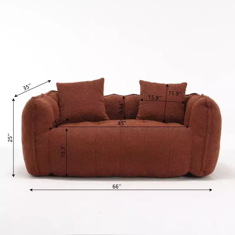 Okak 2-Person Bean Bag Chair,66 Inch Oversized Chenille Lounger Beanbag Chair Sofa,Comfy Couch for Living Room Bedroom