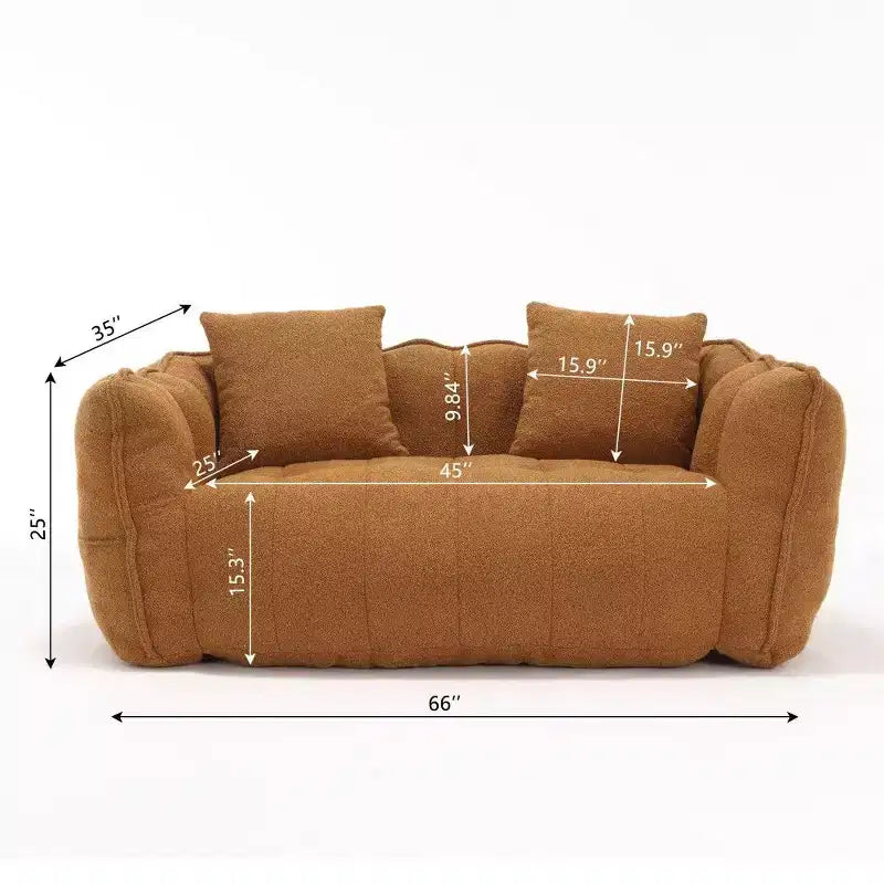 Okak 2-Person Bean Bag Chair,66 Inch Oversized Chenille Lounger Beanbag Chair Sofa,Comfy Couch for Living Room Bedroom