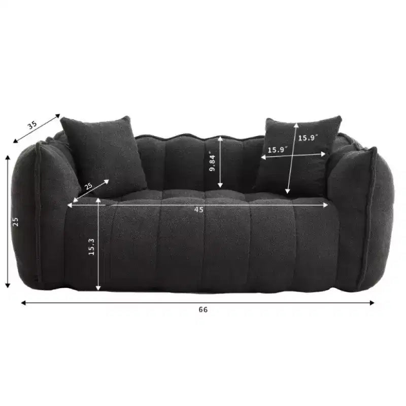 Okak 2-Person Bean Bag Chair,66 Inch Oversized Chenille Lounger Beanbag Chair Sofa,Comfy Couch for Living Room Bedroom