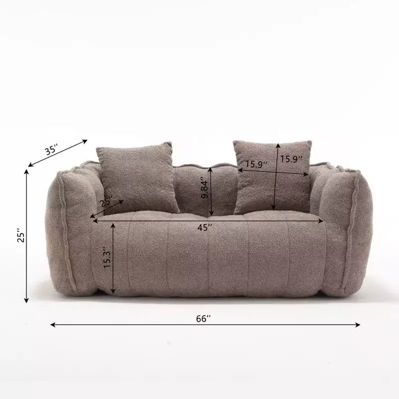 Okak 2-Person Bean Bag Chair,66 Inch Oversized Chenille Lounger Beanbag Chair Sofa,Comfy Couch for Living Room Bedroom