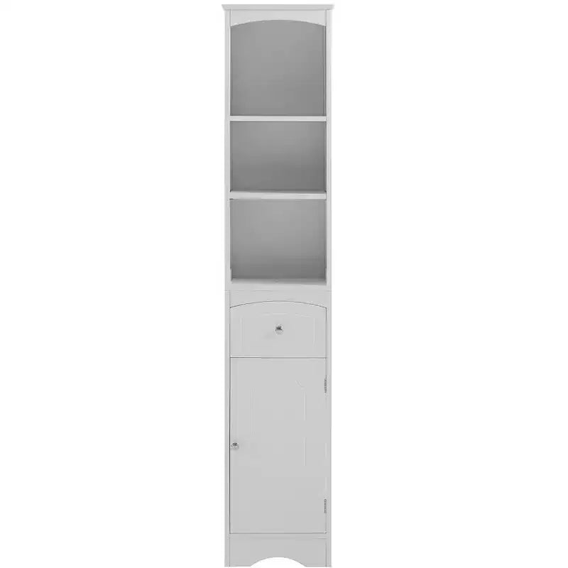 GDFStudio Clara Modern Wood Freestanding Tall Bathroom Storage Cabinet with Drawer, Open Shelves and Adjustable Shelf