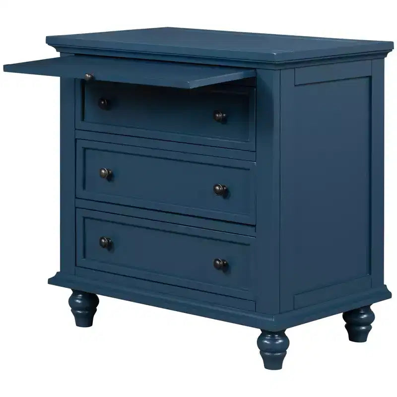 GDFStudio Henry 3-Drawer Storage Wood Cabinet with Pull-Out Tray Versatile End Table