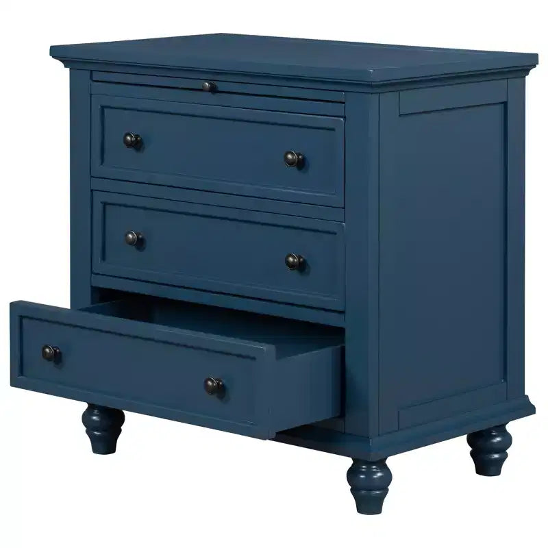 GDFStudio Henry 3-Drawer Storage Wood Cabinet with Pull-Out Tray Versatile End Table