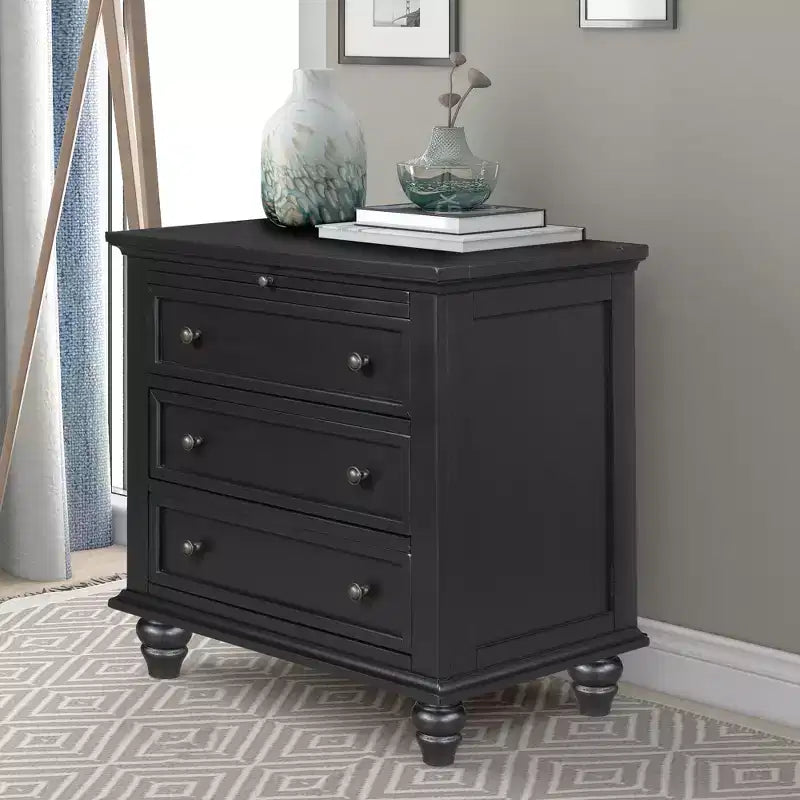 GDFStudio Henry 3-Drawer Storage Wood Cabinet with Pull-Out Tray Versatile End Table