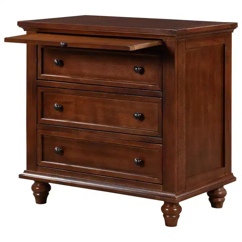 GDFStudio Henry 3-Drawer Storage Wood Cabinet with Pull-Out Tray Versatile End Table
