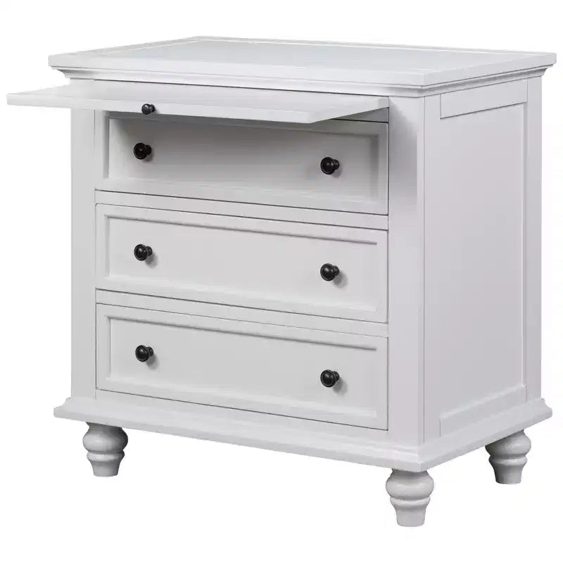 GDFStudio Henry 3-Drawer Storage Wood Cabinet with Pull-Out Tray Versatile End Table