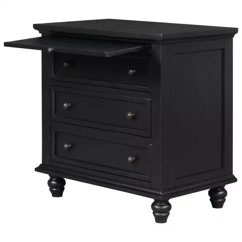 GDFStudio Henry 3-Drawer Storage Wood Cabinet with Pull-Out Tray Versatile End Table