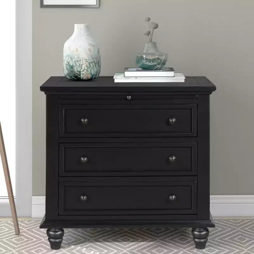 GDFStudio Henry 3-Drawer Storage Wood Cabinet with Pull-Out Tray Versatile End Table