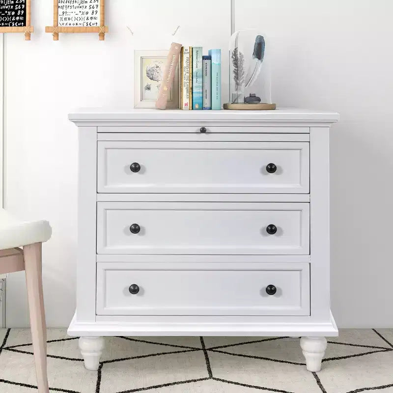 GDFStudio Henry 3-Drawer Storage Wood Cabinet with Pull-Out Tray Versatile End Table