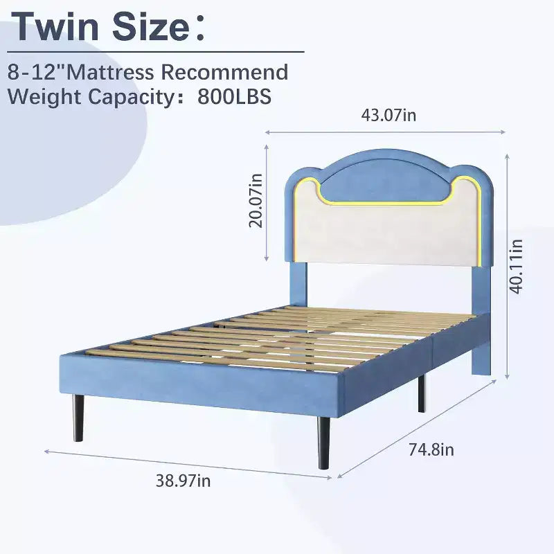 Double-layer Soft-padded Bed Frame Without Drawers, Spring-free Bed Frame, Princess-style Girl Bed Frame, Wooden Crossbeam (Pinkish-white)