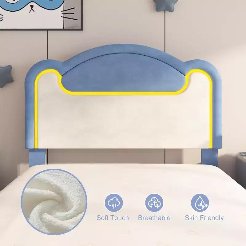 Double-layer Soft-padded Bed Frame Without Drawers, Spring-free Bed Frame, Princess-style Girl Bed Frame, Wooden Crossbeam (Pinkish-white)