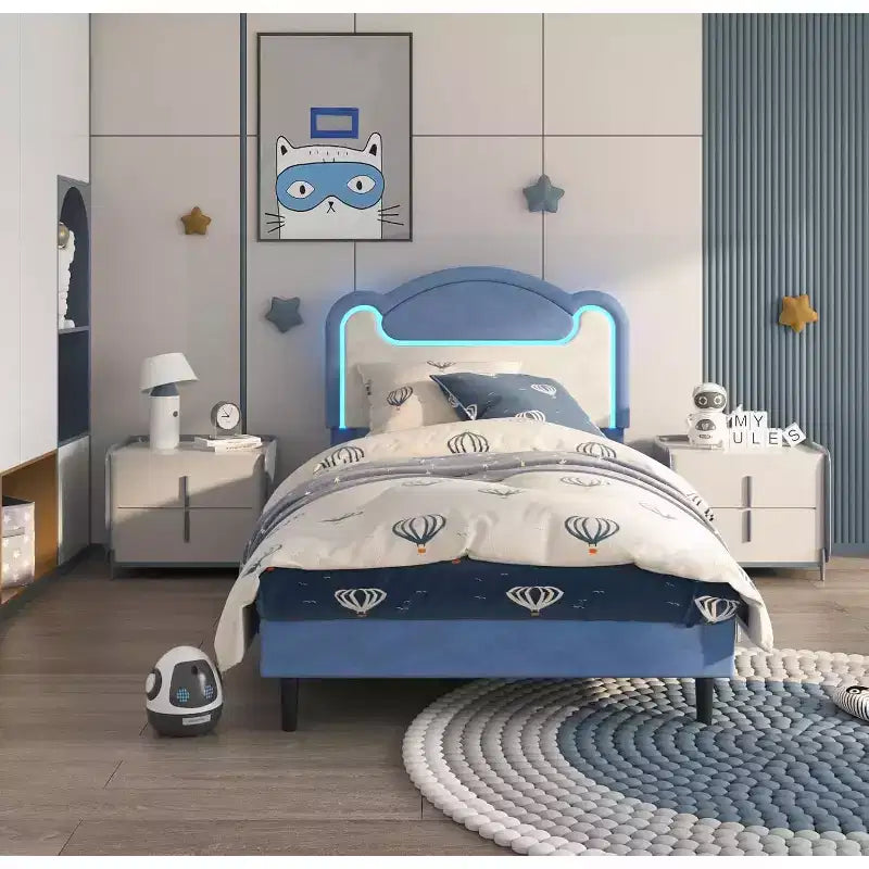 Double-layer Soft-padded Bed Frame Without Drawers, Spring-free Bed Frame, Princess-style Girl Bed Frame, Wooden Crossbeam (Pinkish-white)