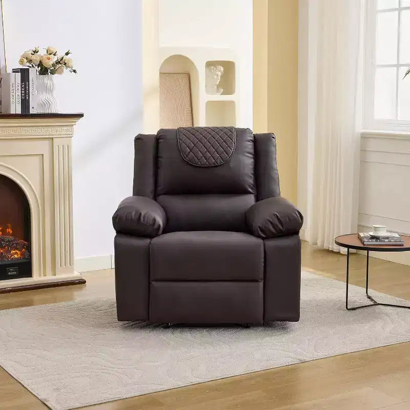 Oversized Massage Recliner Chair, PU Leather Single Sofa with Vibration Massage, Manual Reclining Chair for Living Room & Bedroom