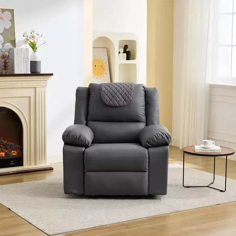 Oversized Massage Recliner Chair, PU Leather Single Sofa with Vibration Massage, Manual Reclining Chair for Living Room & Bedroom