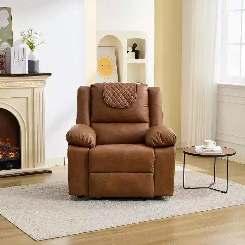 Oversized Massage Recliner Chair, PU Leather Single Sofa with Vibration Massage, Manual Reclining Chair for Living Room & Bedroom