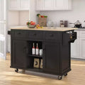 FAMYYT Rolling Green Drop Leaf Wood Top 53 in. Kitchen Island Cart with Storage Racks, Removable Shelves, 5 Wheels