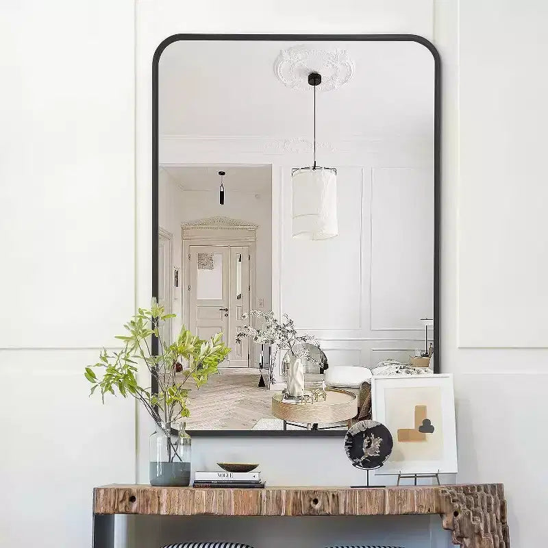 PexFix Bathroom Mirror for Over Sink Wall Mirror Metal Frame Rounded Rectangular Vanity Mirrors for Bedroom Living Room Entryway Decor