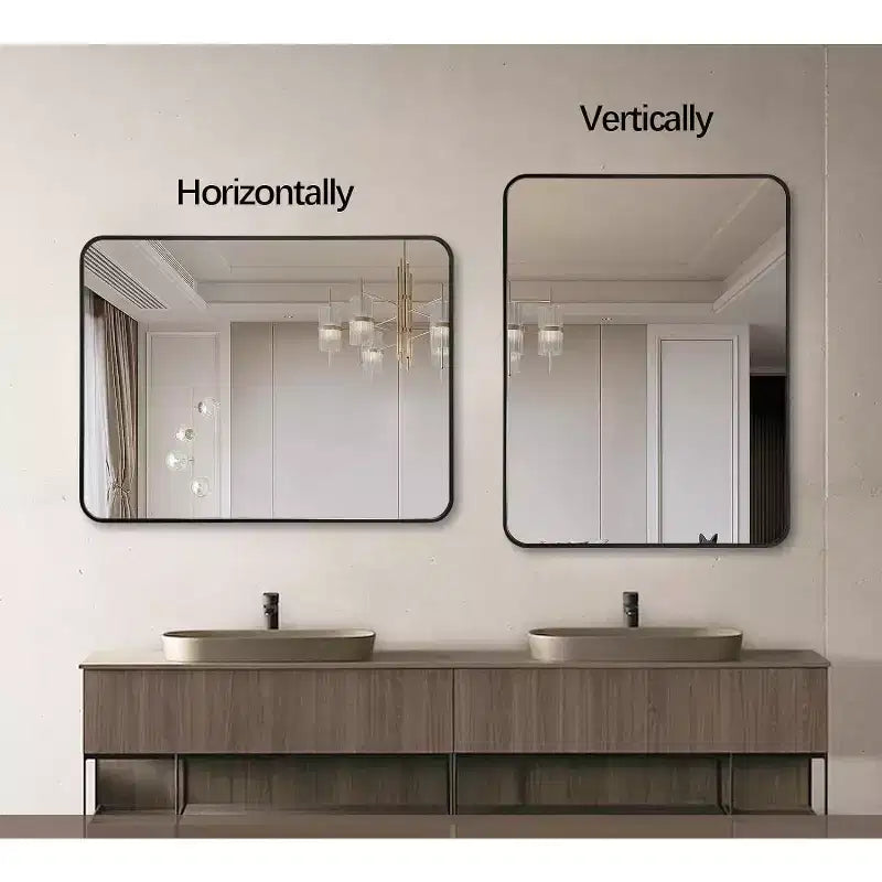 PexFix Bathroom Mirror for Over Sink Wall Mirror Metal Frame Rounded Rectangular Vanity Mirrors for Bedroom Living Room Entryway Decor