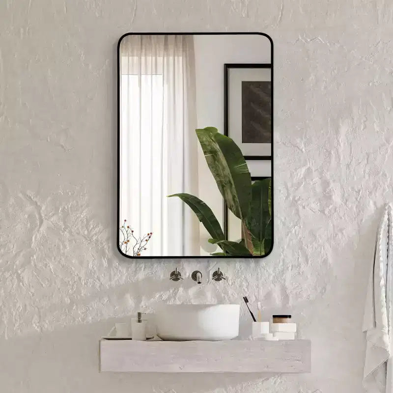PexFix Bathroom Mirror for Over Sink Wall Mirror Metal Frame Rounded Rectangular Vanity Mirrors for Bedroom Living Room Entryway Decor