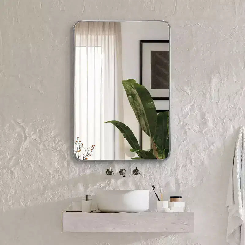 PexFix Bathroom Mirror for Over Sink Wall Mirror Metal Frame Rounded Rectangular Vanity Mirrors for Bedroom Living Room Entryway Decor