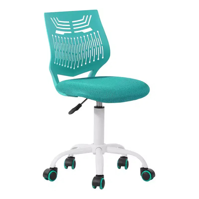 HomeRoots Aqua and White Adjustable Height Swivel Rolling Office Chair