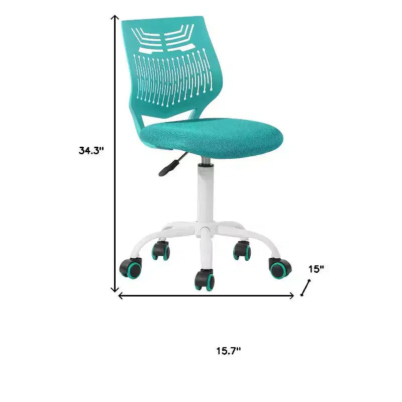 HomeRoots Aqua and White Adjustable Height Swivel Rolling Office Chair