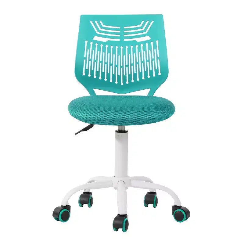 HomeRoots Aqua and White Adjustable Height Swivel Rolling Office Chair