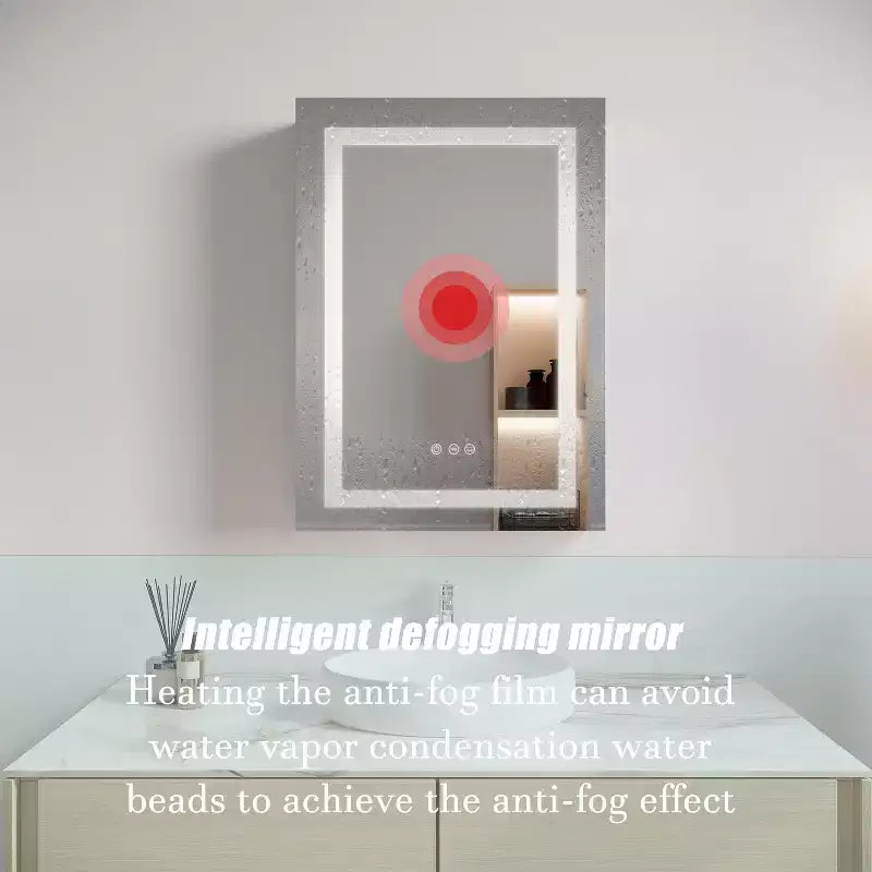 Medicine Outlet Led Medicine Cabinet Mirror,Internal Light,Recessed or Surface Wall Mounted, Defogger, Dimmer,Large Angle Hinge